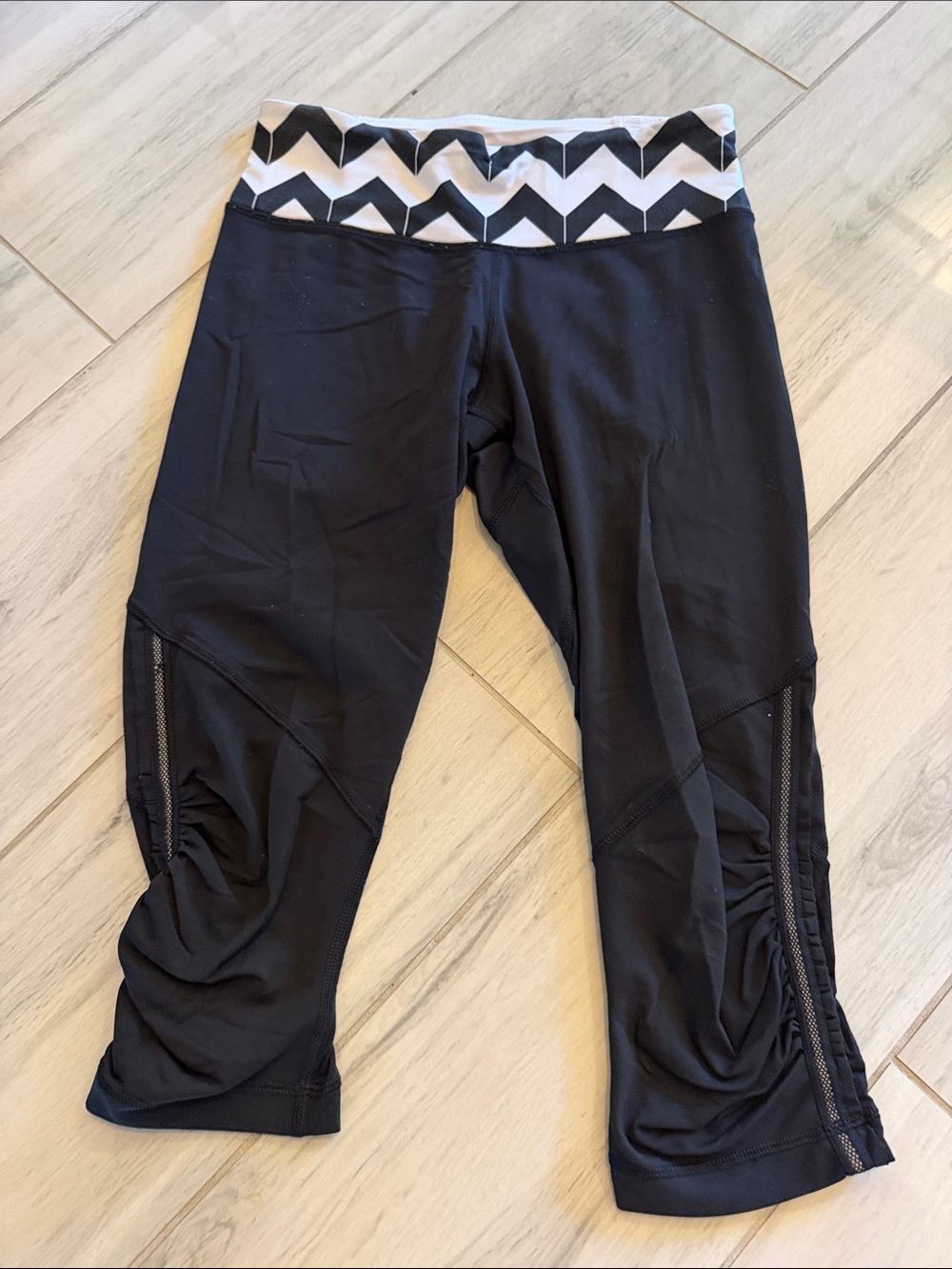 lululemon athletica Black Capri Leggings with Black & White Chevron Waistband